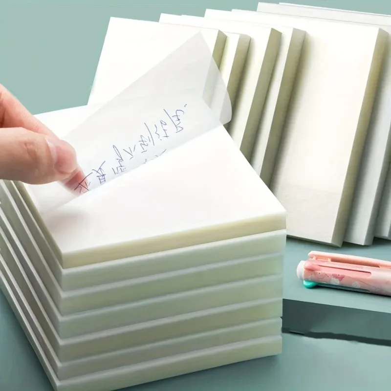 Bloc-notes adhésifs transparents, 50 feuilles, bloc-notes auto-adhésif étanche, fournitures de papeterie scolaires et de bureau