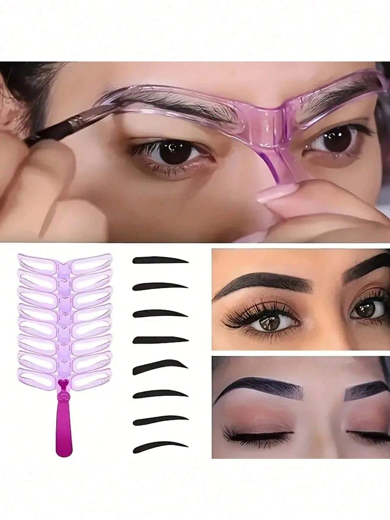Pochoirs à sourcils réutilisables, Kit de mise en forme des sourcils, modèle de maquillage des sourcils, façonneur des sourcils, 8 Styles pour différentes formes de sourcils, 8 pièces