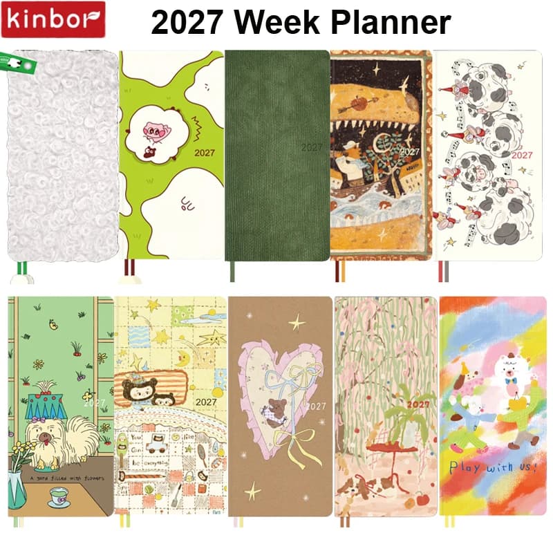 Agenda hebdomadaire Kinbor 2027 format poche – Carnet de planification hebdomadaire, bloc-notes pour l’organisation, carnet de planification, manuel d’efficacité pour l’écriture quotidienne