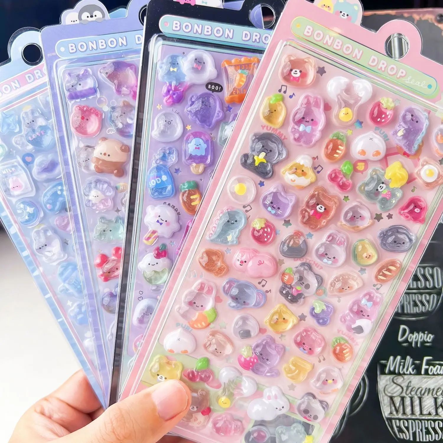 6/10 feuilles d’autocollants 3D en relief amusants et mignons en forme de nuage, de fruits et d’animaux, pour scrapbooking, bricolage, décoration de journal intime, papeterie, autocollants kawaii